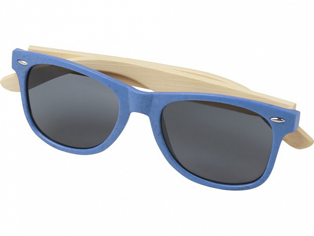 Sun Ray очки с бамбуковой оправой, process blue с логотипом в Волгограде заказать по выгодной цене в кибермаркете AvroraStore