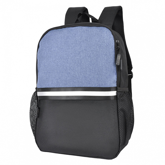 Рюкзак Cool, синий/чёрный, 43 x 30 x 13 см, 100% полиэстер  с логотипом в Волгограде заказать по выгодной цене в кибермаркете AvroraStore