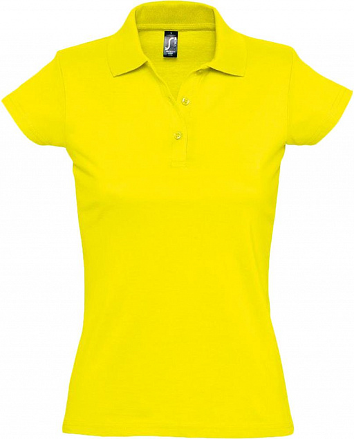 Рубашка поло женская Prescott Women 170, желтая (лимонная) с логотипом в Волгограде заказать по выгодной цене в кибермаркете AvroraStore