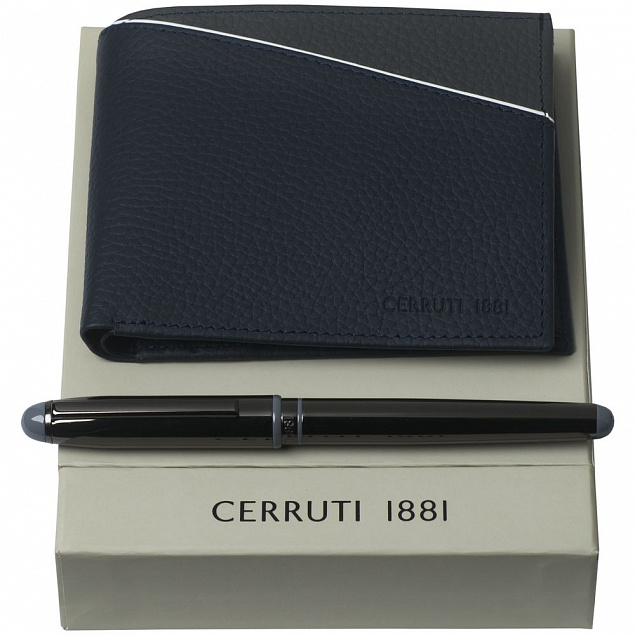 Набор Cerruti 1881: кошелек и роллер, синий с логотипом в Волгограде заказать по выгодной цене в кибермаркете AvroraStore