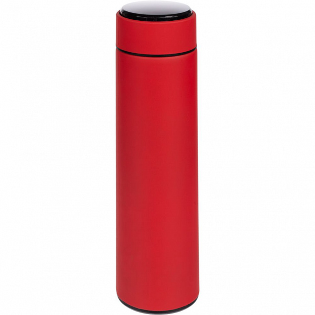 Смарт-бутылка с заменяемой батарейкой Long Therm Soft Touch, красная с логотипом в Волгограде заказать по выгодной цене в кибермаркете AvroraStore