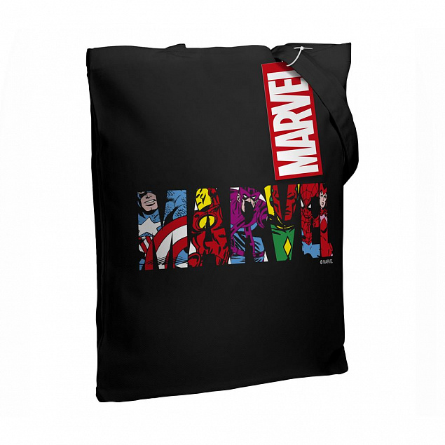 Холщовая сумка Marvel Avengers, черная с логотипом в Волгограде заказать по выгодной цене в кибермаркете AvroraStore