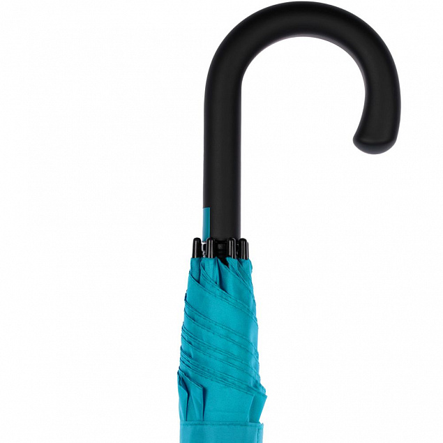 Зонт-трость Undercolor с цветными спицами, бирюзовый с логотипом в Волгограде заказать по выгодной цене в кибермаркете AvroraStore