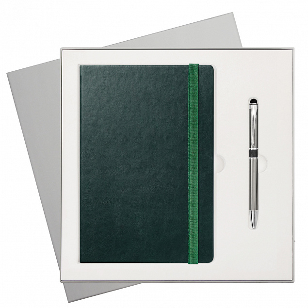 Подарочный набор Portland Btobook, зеленый (ежедневник, ручка) с логотипом в Волгограде заказать по выгодной цене в кибермаркете AvroraStore