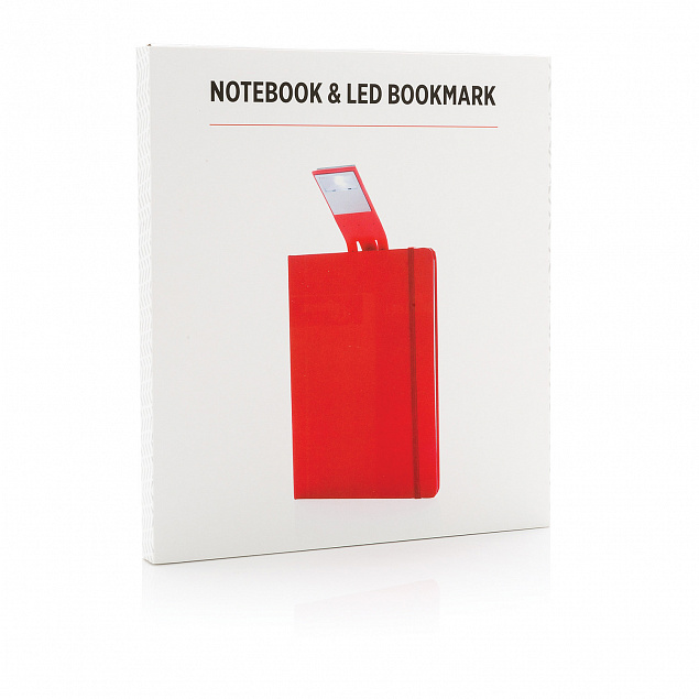 Блокнот с закладкой-фонариком, красный с логотипом в Волгограде заказать по выгодной цене в кибермаркете AvroraStore