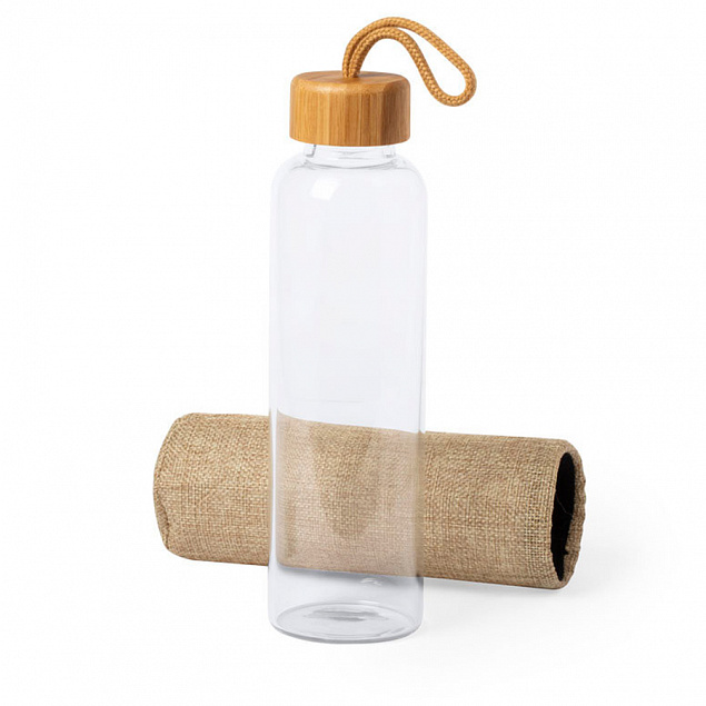 Бутылка для воды KASFOL, стекло, бамбук, 500 мл с логотипом в Волгограде заказать по выгодной цене в кибермаркете AvroraStore