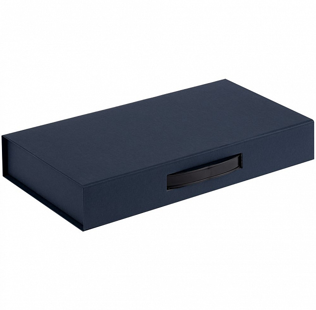 Коробка с ручкой Platt, синяя с логотипом в Волгограде заказать по выгодной цене в кибермаркете AvroraStore