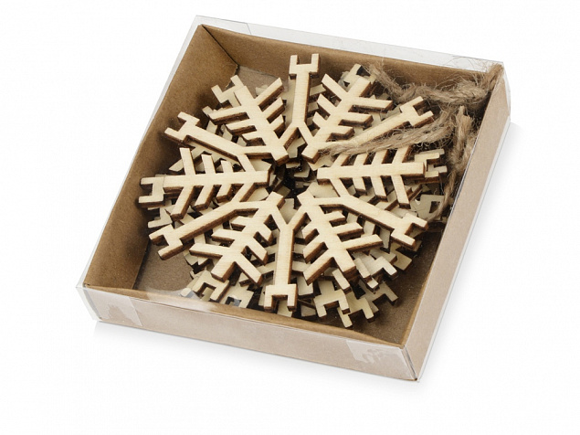 Набор деревянных снежинок с логотипом в Волгограде заказать по выгодной цене в кибермаркете AvroraStore