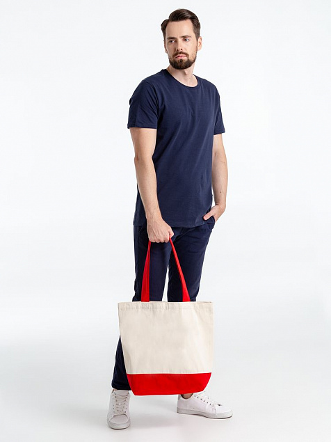 Холщовая сумка Shopaholic, красная с логотипом в Волгограде заказать по выгодной цене в кибермаркете AvroraStore