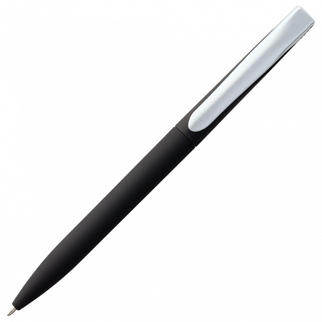 Ручка шариковая Pin Soft Touch, черная с логотипом в Волгограде заказать по выгодной цене в кибермаркете AvroraStore