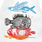 Фартук «Морские обитатели», белый с логотипом в Волгограде заказать по выгодной цене в кибермаркете AvroraStore
