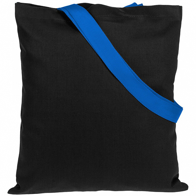 Холщовая сумка BrighTone, черная с ярко-синими ручками с логотипом в Волгограде заказать по выгодной цене в кибермаркете AvroraStore