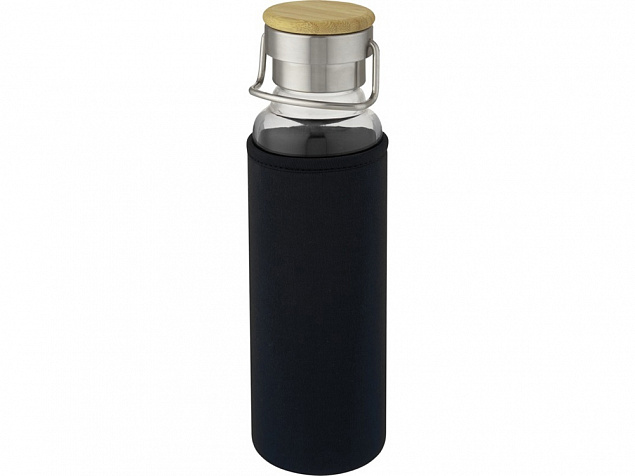 Thor, стеклянная бутылка объемом 660 мл с неопреновым чехлом, черный с логотипом в Волгограде заказать по выгодной цене в кибермаркете AvroraStore