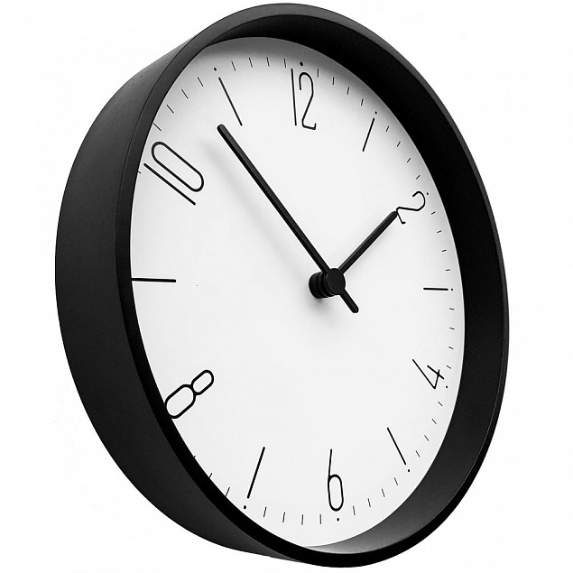 Часы настенные Lander, белые с черным с логотипом в Волгограде заказать по выгодной цене в кибермаркете AvroraStore