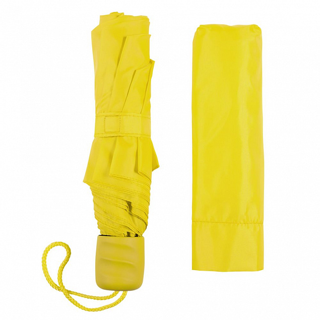Зонт складной Basic, желтый с логотипом в Волгограде заказать по выгодной цене в кибермаркете AvroraStore