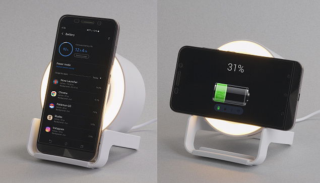 Bluetooth колонка-подставка "Smart Sound" с беспроводным (10W) зарядным устройством и подсветкой с логотипом в Волгограде заказать по выгодной цене в кибермаркете AvroraStore