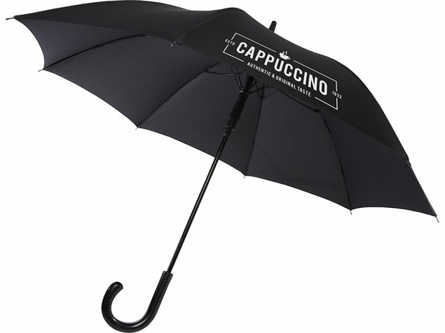 Fontana 23-дюймовый зонт карбонового цвета с механизмом автоматического открытия и изогнутой ручкой, черный с логотипом в Волгограде заказать по выгодной цене в кибермаркете AvroraStore