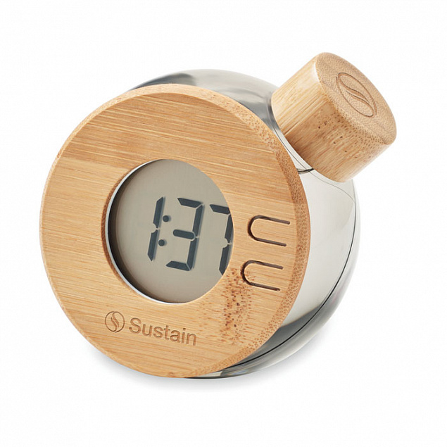Бамбуковые ЖК-часы с водяным пи с логотипом в Волгограде заказать по выгодной цене в кибермаркете AvroraStore