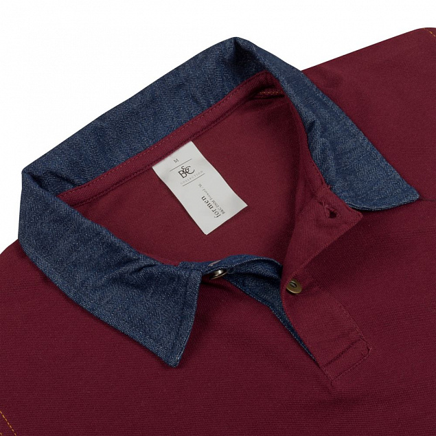 Рубашка поло мужская DNM Forward бордовый/синий джинс с логотипом в Волгограде заказать по выгодной цене в кибермаркете AvroraStore