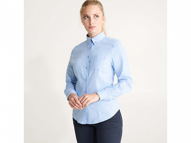 Рубашка с длинным рукавом «Oxford», женская с логотипом в Волгограде заказать по выгодной цене в кибермаркете AvroraStore