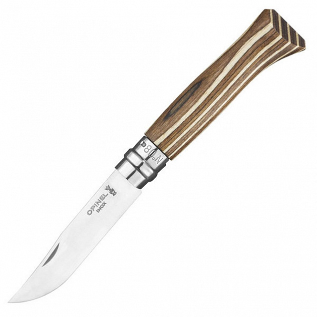 Нож Opinel № 08, береза, коричневый с логотипом в Волгограде заказать по выгодной цене в кибермаркете AvroraStore
