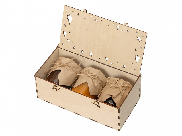 Подарочный набор с тремя видами варенья в деревянной коробке Trio Sweet с логотипом в Волгограде заказать по выгодной цене в кибермаркете AvroraStore