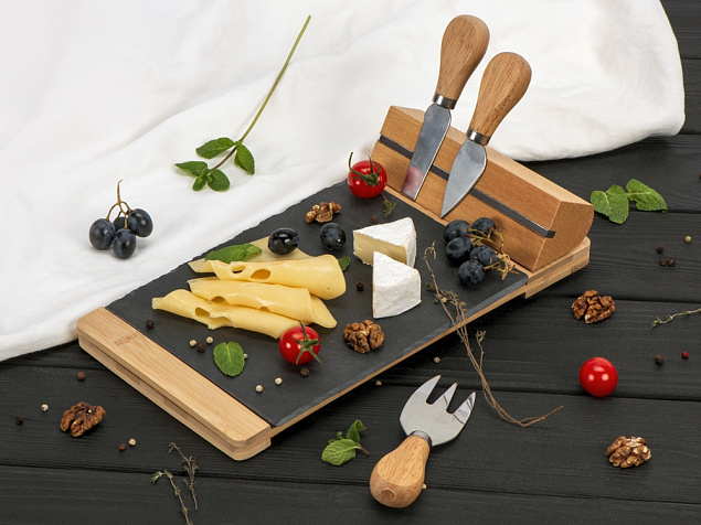 Набор для сыра из бамбука и сланца Taleggio с логотипом в Волгограде заказать по выгодной цене в кибермаркете AvroraStore