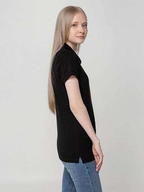 Рубашка поло женская Virma Lady, черная с логотипом в Волгограде заказать по выгодной цене в кибермаркете AvroraStore