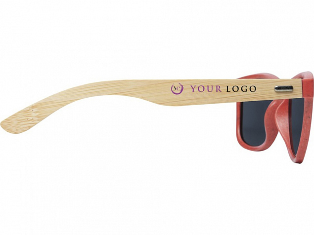Sun Ray очки с бамбуковой оправой, красный с логотипом в Волгограде заказать по выгодной цене в кибермаркете AvroraStore
