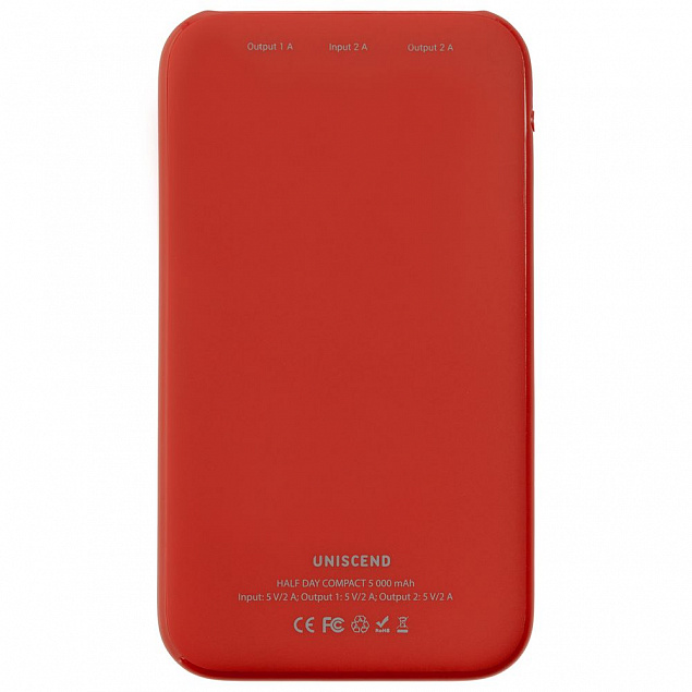 Внешний аккумулятор Uniscend Half Day Compact 5000 мAч, красный с логотипом в Волгограде заказать по выгодной цене в кибермаркете AvroraStore