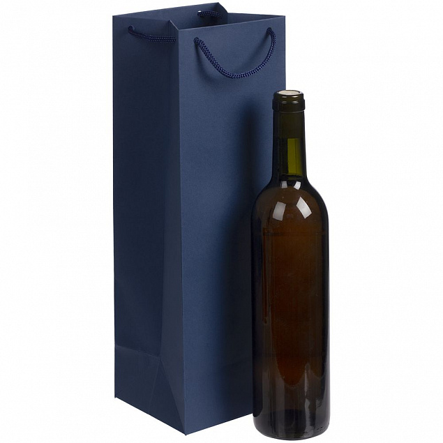 Пакет под бутылку Vindemia, синий с логотипом в Волгограде заказать по выгодной цене в кибермаркете AvroraStore
