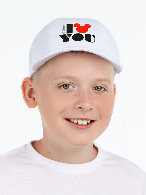 Бейсболка «Микки. I Love You», белая с логотипом в Волгограде заказать по выгодной цене в кибермаркете AvroraStore
