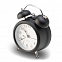 Настольные часы с будильником в ретро стиле, черный с логотипом в Волгограде заказать по выгодной цене в кибермаркете AvroraStore