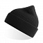 Шапка NELSON в рубчик с отворотом,100%  органический хлопок, черный с логотипом в Волгограде заказать по выгодной цене в кибермаркете AvroraStore