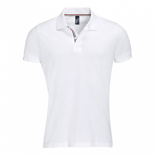 Рубашка поло мужская Patriot 200, белая с красным с логотипом в Волгограде заказать по выгодной цене в кибермаркете AvroraStore