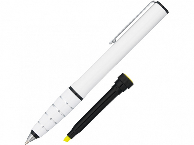 Ручка шариковая с маркером Jura, белый с логотипом в Волгограде заказать по выгодной цене в кибермаркете AvroraStore