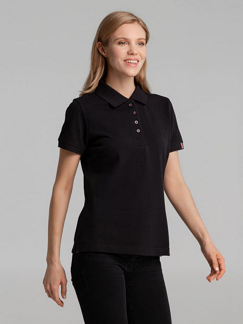 Рубашка поло женская AVON LADIES, черная с логотипом в Волгограде заказать по выгодной цене в кибермаркете AvroraStore