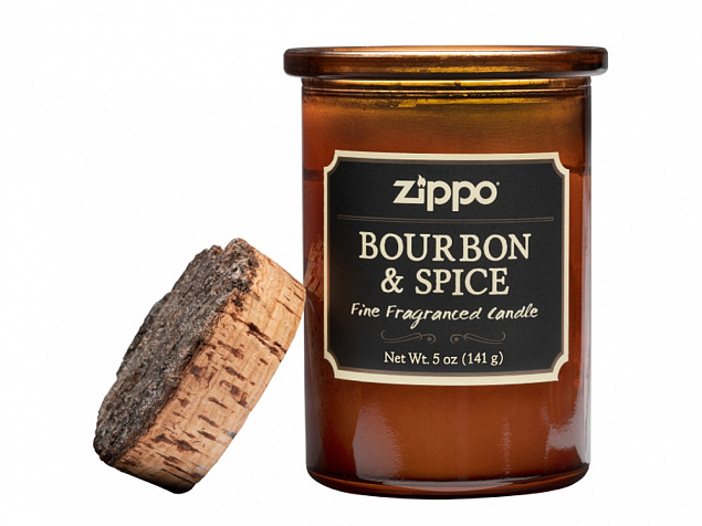Ароматизированная свеча ZIPPO Bourbon & Spice, воск/хлопок/кора древесины/стекло, 70x100 мм с логотипом в Волгограде заказать по выгодной цене в кибермаркете AvroraStore