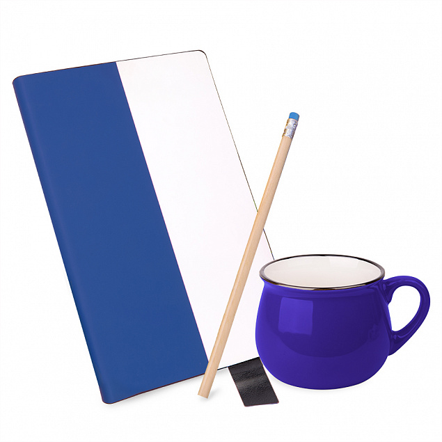 Подарочный набор LAST SUMMER: бизнес-блокнот, кружка, карандаш чернографитный, синий с логотипом в Волгограде заказать по выгодной цене в кибермаркете AvroraStore