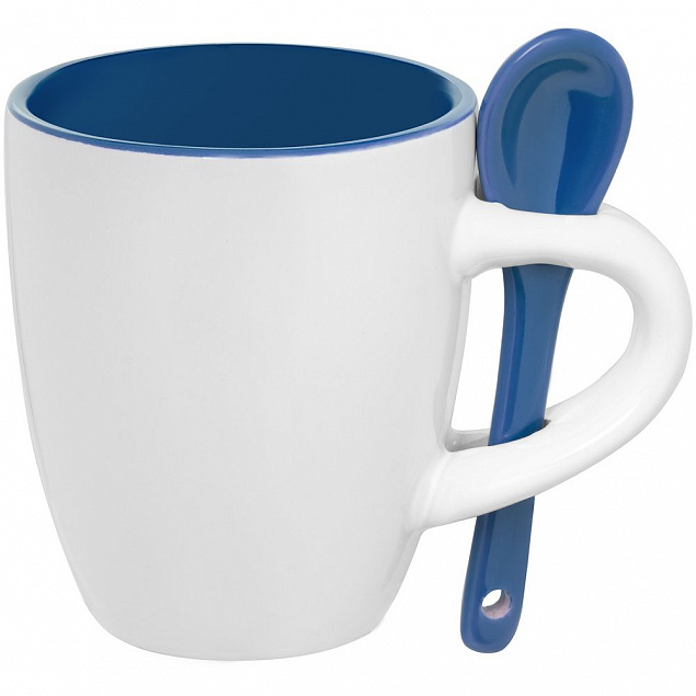 Кофейная кружка Pairy с ложкой, синяя с логотипом в Волгограде заказать по выгодной цене в кибермаркете AvroraStore