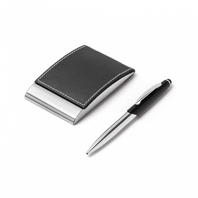 Письменный набор Dallas, ручка и ручка-роллер, черный с логотипом в Волгограде заказать по выгодной цене в кибермаркете AvroraStore