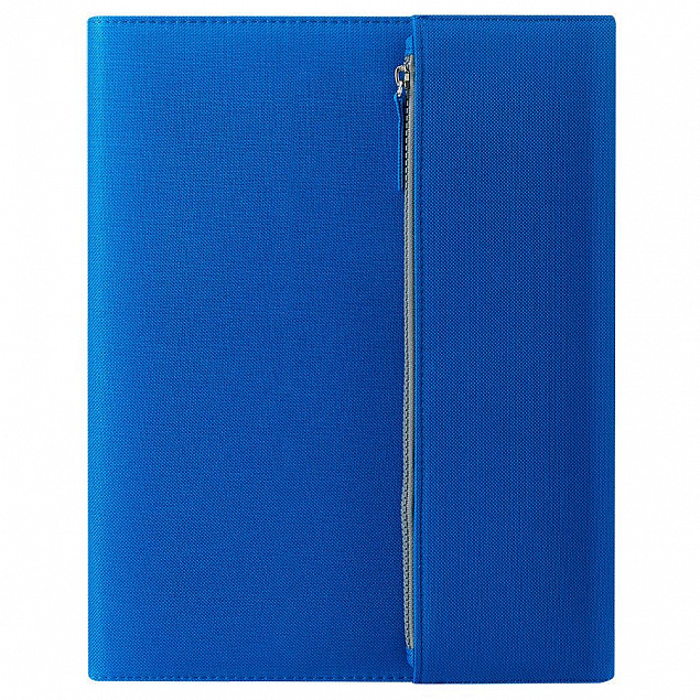 Папка А4  "PATRIX"  с блокнотом и карманом  на молнии, синяя, полиэстер 600D с логотипом в Волгограде заказать по выгодной цене в кибермаркете AvroraStore