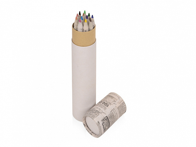 Набор цветных карандашей из газетной бумаги в тубе News с логотипом в Волгограде заказать по выгодной цене в кибермаркете AvroraStore