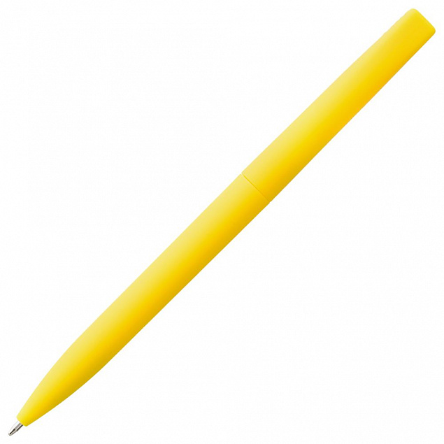 Ручка шариковая Pin Soft Touch, желтая с логотипом в Волгограде заказать по выгодной цене в кибермаркете AvroraStore