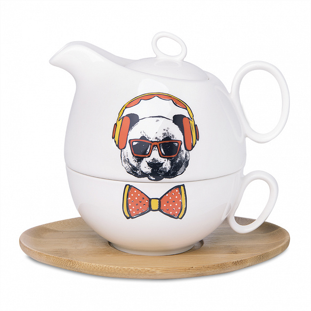 Набор  "Мила": чайник и чайная пара с логотипом в Волгограде заказать по выгодной цене в кибермаркете AvroraStore