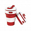 Стакан складной BUTTON;  300 мл, силикон, красный с логотипом в Волгограде заказать по выгодной цене в кибермаркете AvroraStore