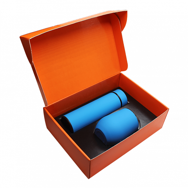 Набор Hot Box C (софт-тач) B, голубой с логотипом в Волгограде заказать по выгодной цене в кибермаркете AvroraStore