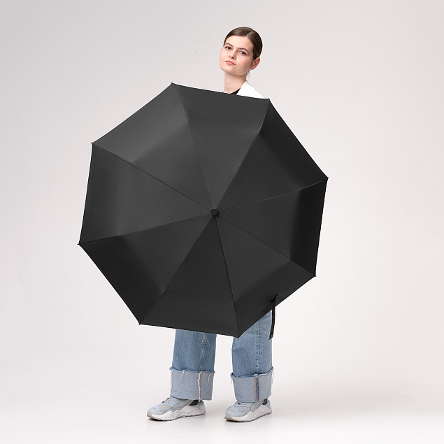 Зонт складной Azimut, черный с логотипом в Волгограде заказать по выгодной цене в кибермаркете AvroraStore
