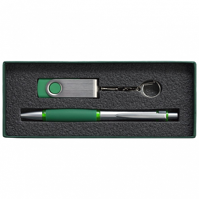Набор Notes: ручка и флешка 8 Гб, зеленый с логотипом в Волгограде заказать по выгодной цене в кибермаркете AvroraStore