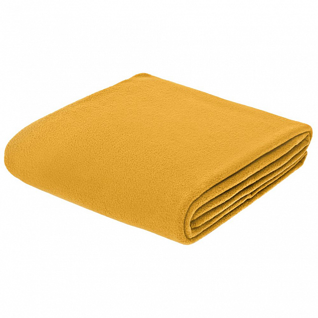 Флисовый плед Warm&Peace XL, желтый с логотипом в Волгограде заказать по выгодной цене в кибермаркете AvroraStore